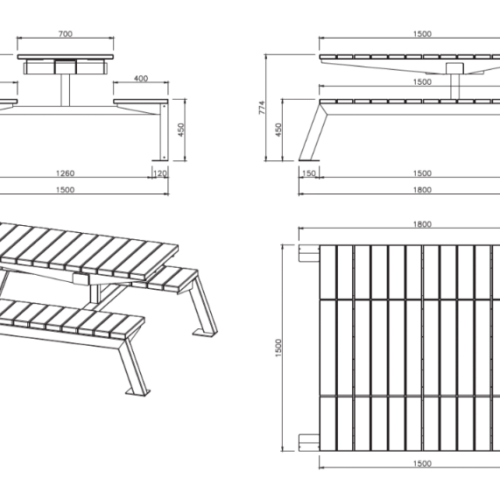 Technische tekening Picknickset Modena